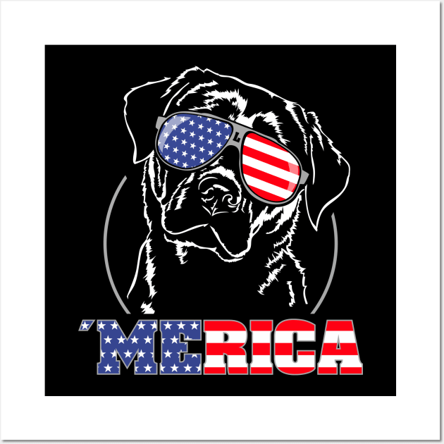 Proud Labrador Retriever American Flag Merica dog Wall Art by wilsigns